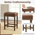 thumbnail image 5 of Costway 24" Upholstered Bar Stools Set of 2 with Footrests Rubberwood Frame Saddle-shaped Brown, 5 of 8