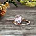 thumbnail image 2 of 2.25 Carat 6mm Round Morganite Bridal Set 10k Rose Gold Engagement Ring Halo Stacking Matching Band Promise Ring Anniversary Ring Surprisingly Ring, 2 of 5