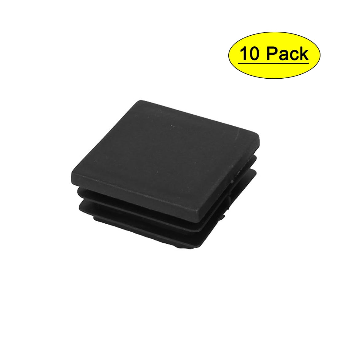 40mmx40mm Plastic Blanking End Cap Square Ribbed Tube Insert Plug Black 10pcs