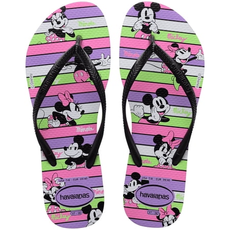 Havaianas Kids Girls Slim Disney Minnie and Mickey Mouse Flip Flop Sandals, Purple, Size 3 Youth