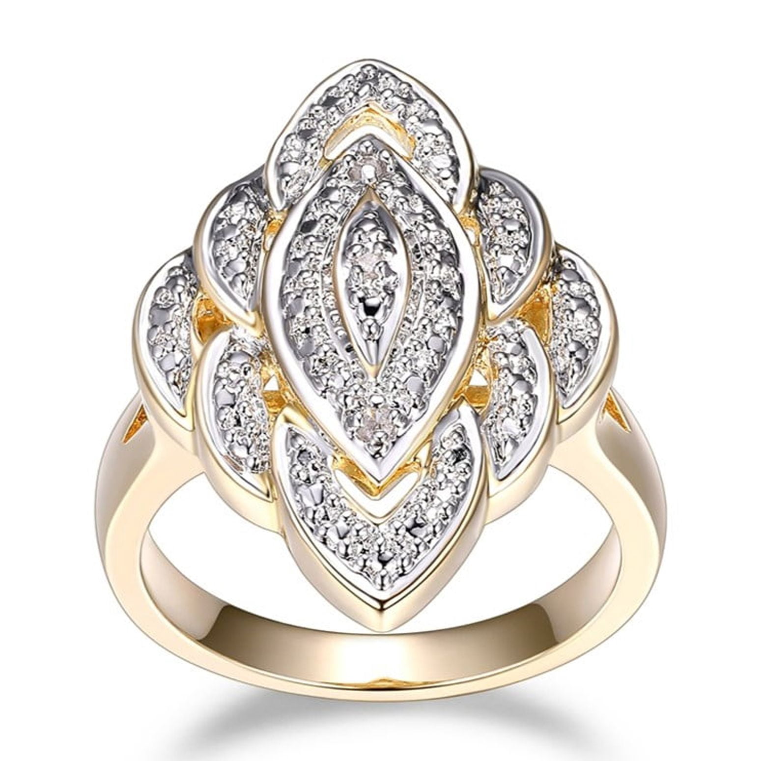Forever Facets Diamond Accent 3-Piece Vintage Style Earring, Pendant and Ring Set in 18k Yellow Gold over Bronze, Adult Female
