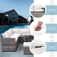 thumbnail image 5 of Set of 7 Outdoor Patio Furniture, 7 Pieces Outdoor Sectional Conversation Sofa with Dining Table, Chairs and Ottomans, with Backrest and Removable Cushions, 5 of 7