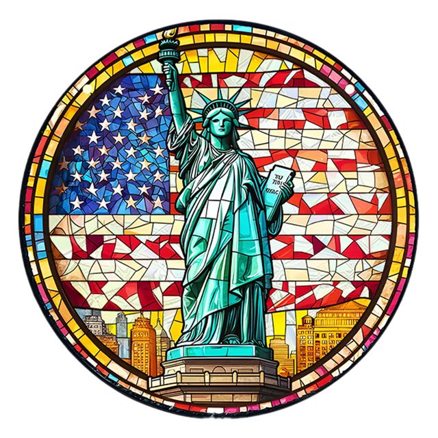 Hangs,2D Acrylic Window Decorations For US Independence Day 4 Styles Including Statue Of Flag & Star 20x20x0.5cm Metal & Acrylic Perfect Porch,Home Decor