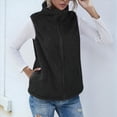 thumbnail image 4 of Chaleco de Felpa Cálido Sin Mangas con Cuello Alto para Mujer, con Cremallera, para Otoño e Invierno, con Bolsillos Negro XXXL, 4 of 7