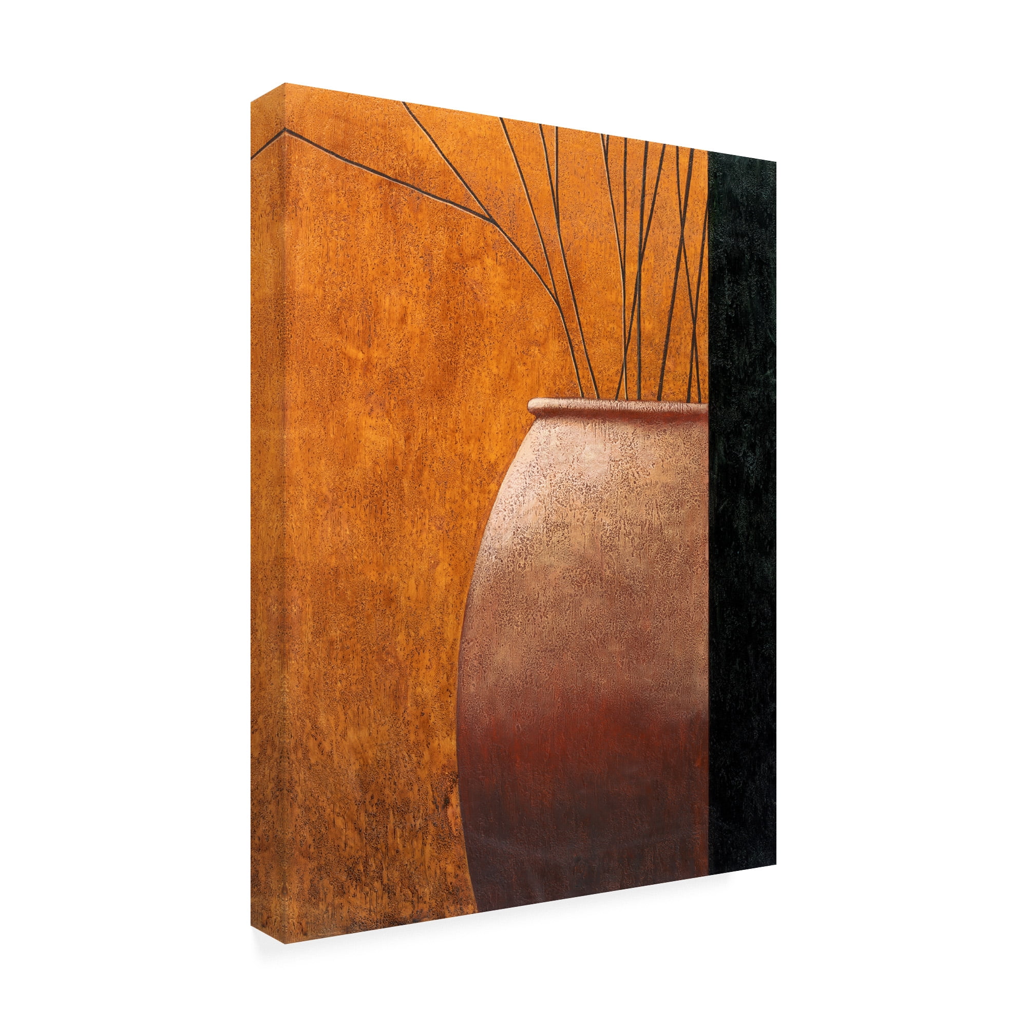 Trademark Fine Art 'Large Vase Against Yellow' Canvas Art by Pablo Esteban