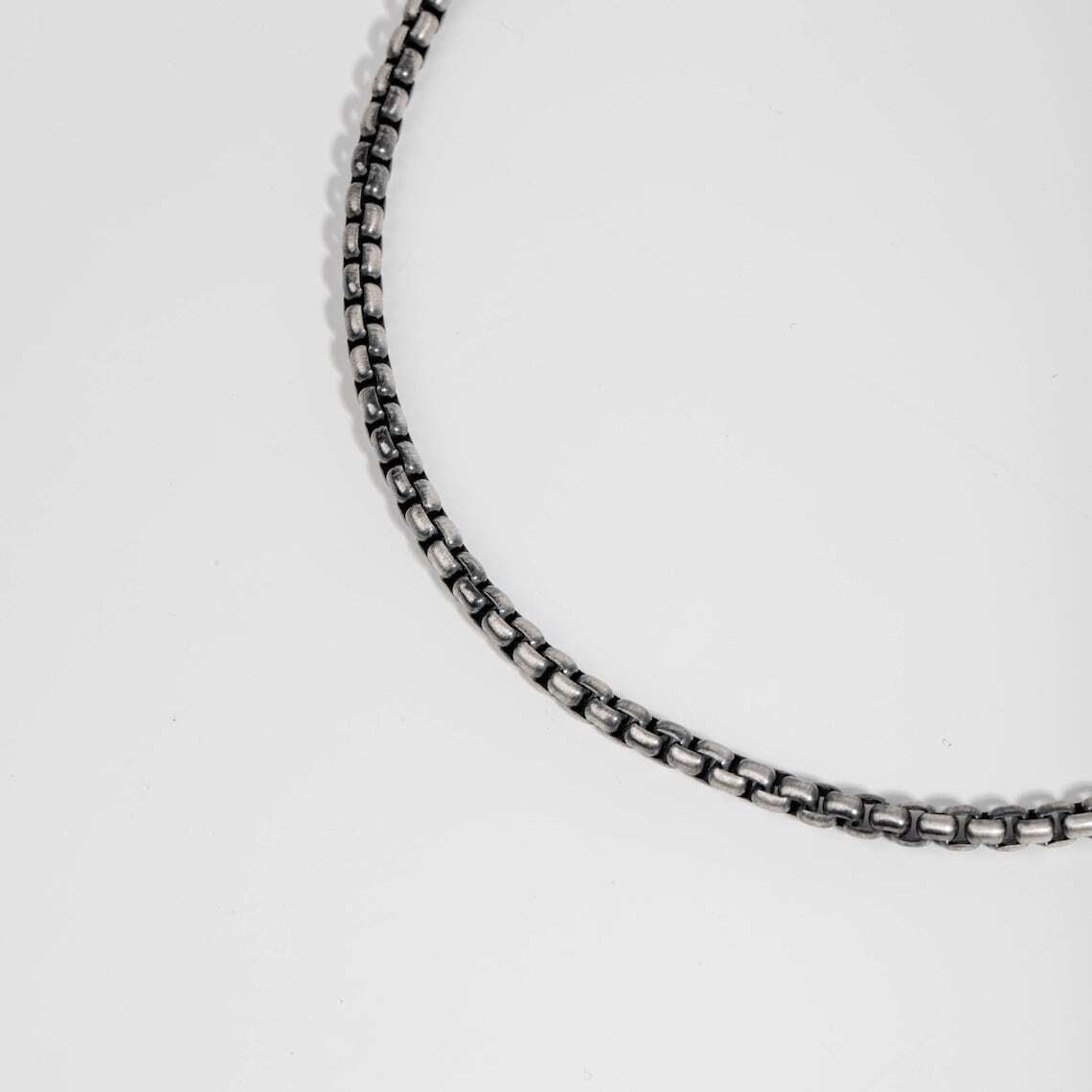925 Sterling Silver Oxidized 2.6mm Italian Round Box Chain Necklace Italian Made