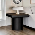 thumbnail image 2 of GZXS 23.6" Square Accent End Table with Artistic Parquet Wood Top, Rounded Edges and Grooved Cylindrical Base, for Living Room, Home Corner, Black, 2 of 8