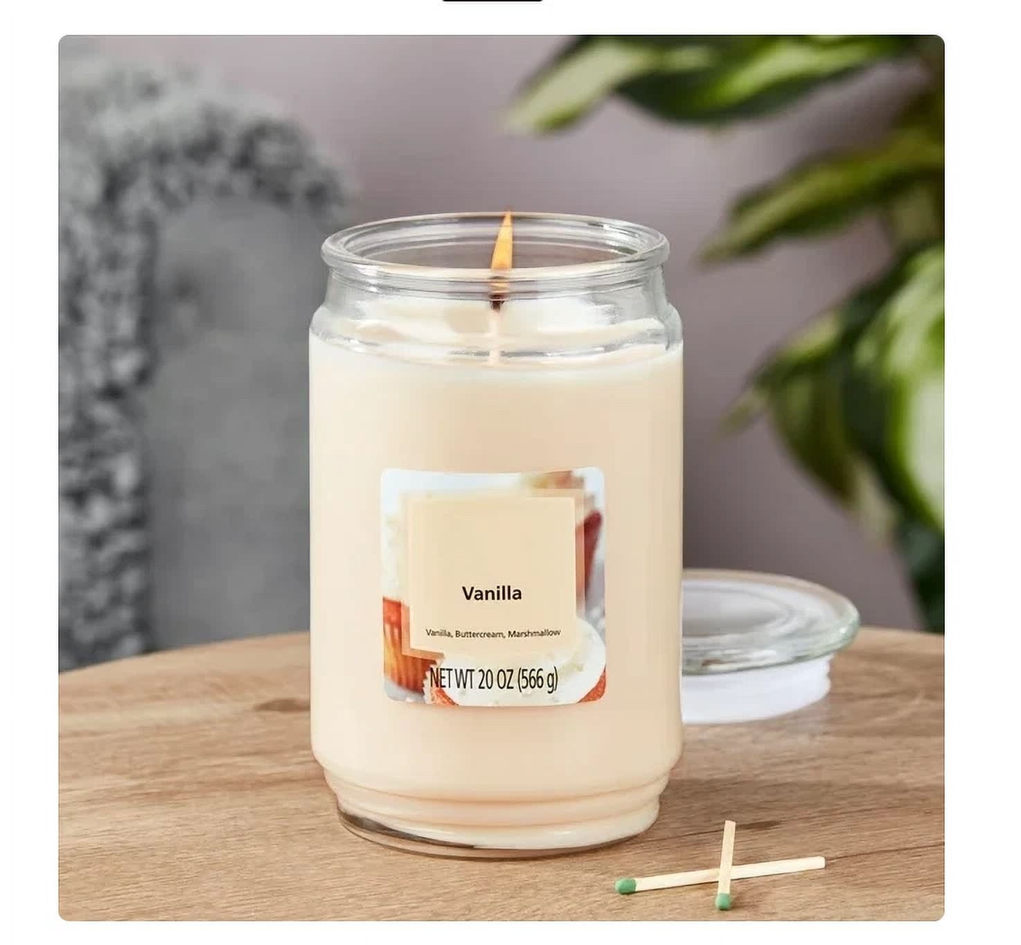 Vanilla Scented Single-Wick Large Glass Jar Candle, 20 Oz