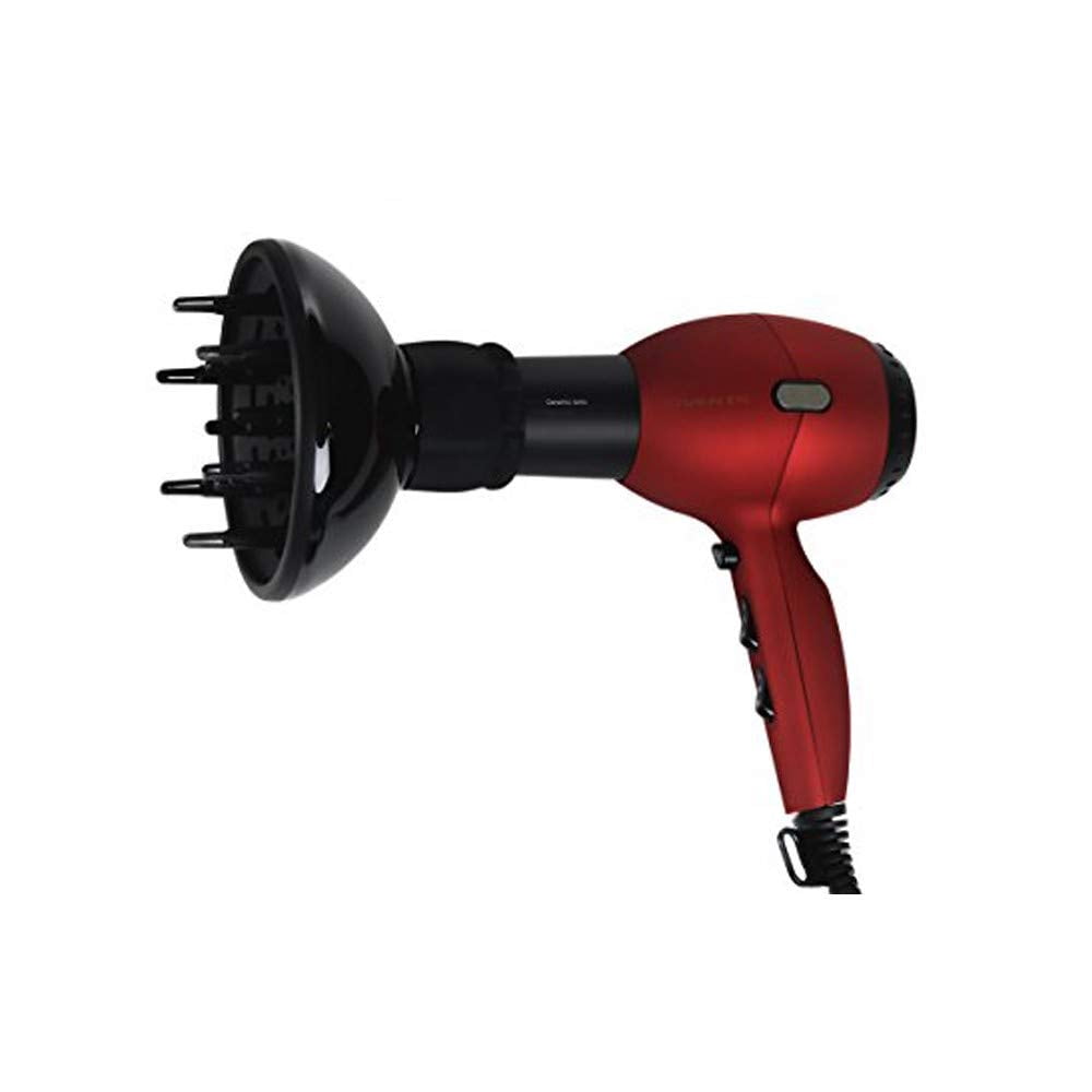 OVENTE Professional Hair Dryer with Diffuser, Black & Red X3400BR