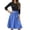 Blue, variant on Women's Solid Color Waistband Round Neck 3/4 Sleeve Dress, Flowy Casual Midi Sundress with Minimalist Elegance for Summer,Army Green L