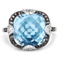 thumbnail image 3 of 8.29 Carat Genuine Swiss Blue Topaz, Champagne Diamond and White Diamond .925 Sterling Silver Ring QJ Model, 3 of 3