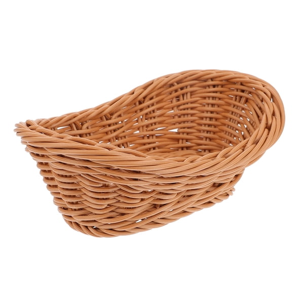 WEUVEB Brown Woven Rattan Style Storage Basket, PP Material Organizer for Home, Kitchen, Multi-Purpose Container