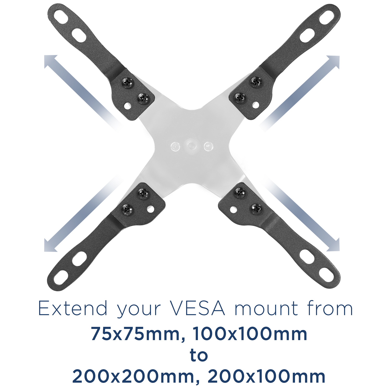 Mount-It! VESA Mount Adapter Kit, TV Wall Mount Bracket Adapter Converts 75x75 and 100x100 mm Patterns to 200x100 and 200x200 mm, Fits Most 23 inch to 42 inch TV's and Monitors, Hardware Included - image 3 of 8