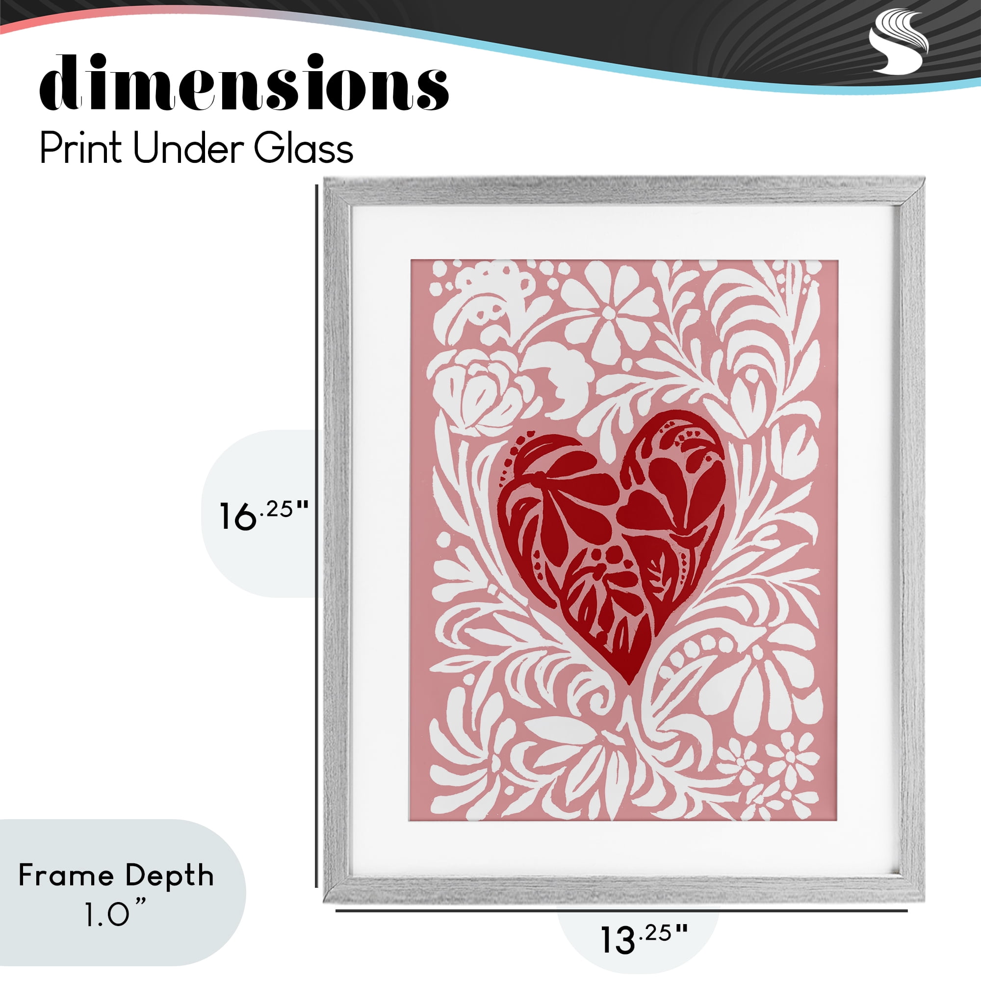 Stupell Industries Red Leafy Heart on Pink Gray Framed Print Under Glass, design by Cindy Jacobs