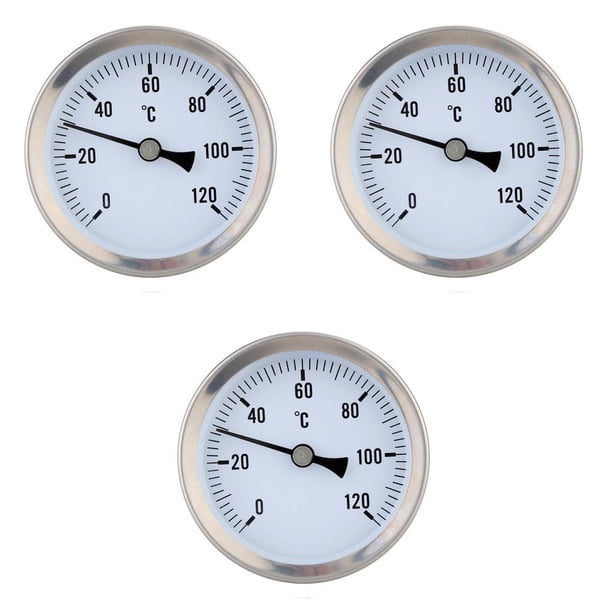 Scienceny Tubo de agua caliente de calefacción Termómetro de acero inoxidable 120o Tubo bimetálico Temperatura a prueba de agua Medidor de temperatura Como se muestra 63 mm 3piezas Scienceny CBP035356