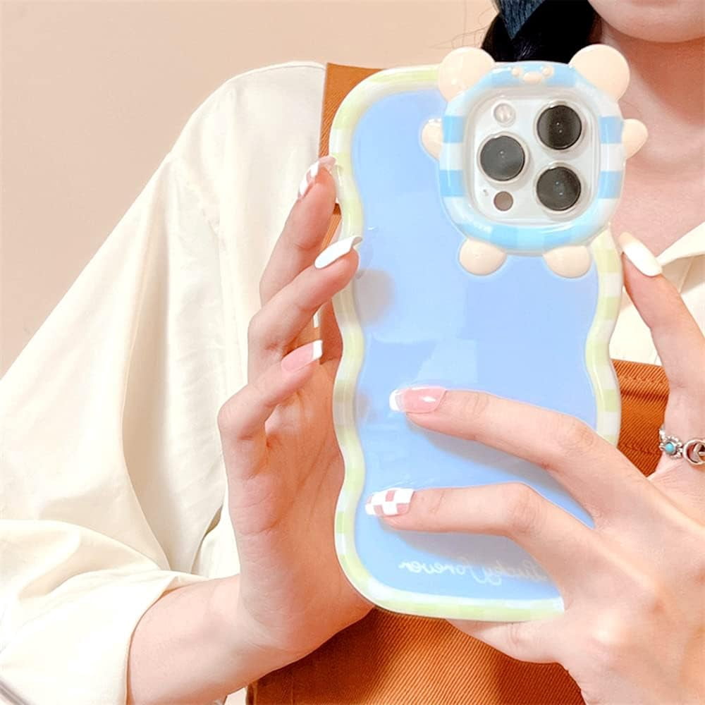 SKYLMW IPhone 13 Pro Max Hülle - 6,7 Zoll, Wasserwellen-Design, Weiches TPU, Blau
