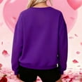 thumbnail image 5 of mihongmao Valentines Day Hoodies Women Round Neck Hearted Printed Long Sleeved Top Sweatshirts Purple S, 5 of 9