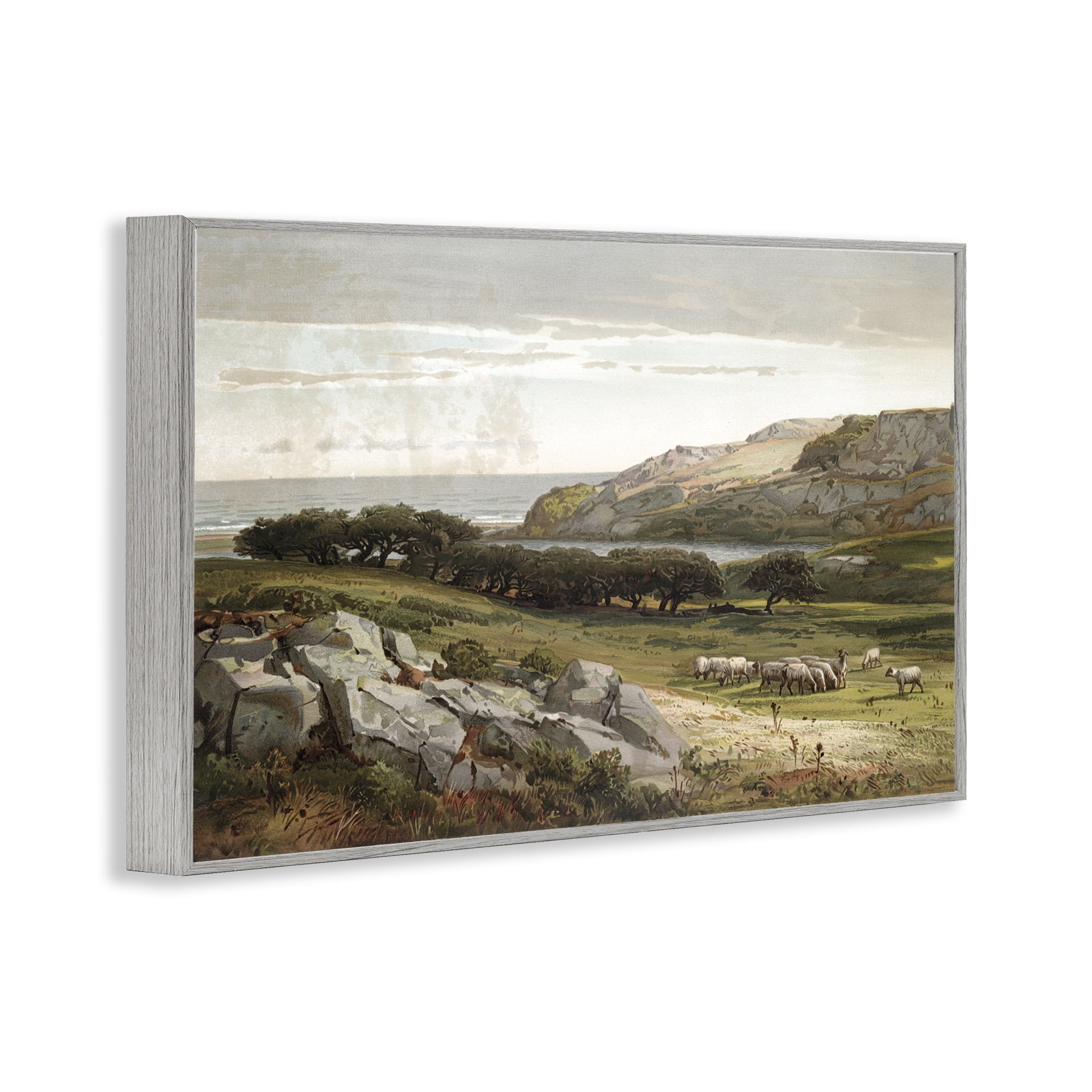 Stupell Industries Sheep in Passionate Landscape Gray Framed Giclee Art, design by Lula Bijoux & co.