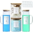 thumbnail image 1 of Glass Laundry Detergent Dispenser Set - 2x50oz & 2x70oz Borosilicate Containers with Bamboo Lids, Handle& Labels, Stores Powder,laundry pods,Fabric Softener, for Laundry Room organization and Decor, 1 of 7