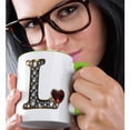 thumbnail image 2 of 3drose, Glam Image of Diamonds Red Heart Monogram Initial L, 11oz Two-tone Green Mug, 2 of 6