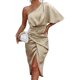 thumbnail image 1 of Vestidos de Fiesta Elegantes para mujer Traje de vacaciones con cremallera de color sólido irregular Cgtredaw Beige T M para Mujer, 1 of 9