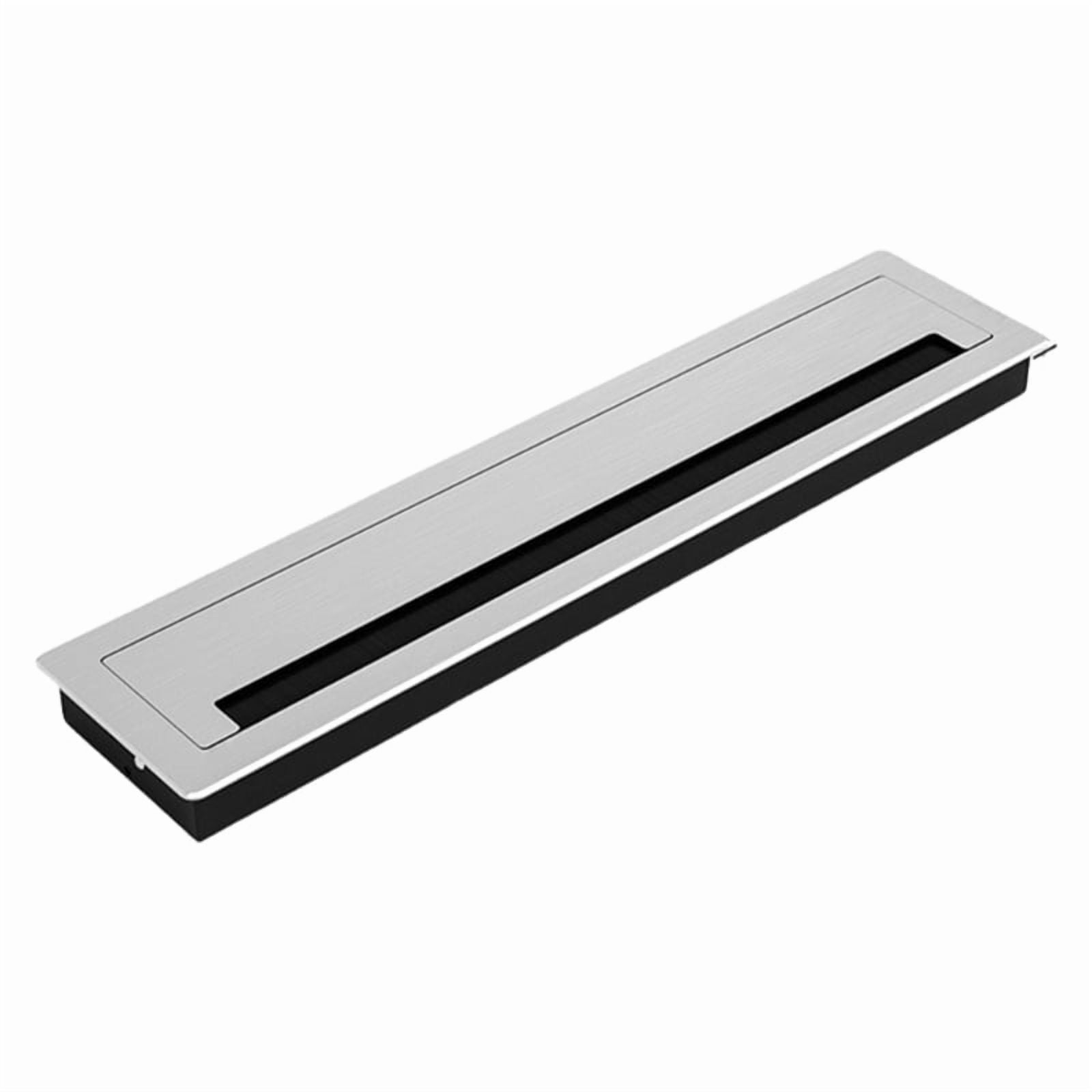 Aluminum Desk Cable Management Grommets with Brush Rectangular Metal Cord Hole Cover Upgrades for Office Computer Table