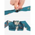 thumbnail image 4 of INSPIRE CHIC Women Floral Satin Scarves, Square Silky Neck Scarf Neckerchief, Skinny Long Ribbon Hair Band Long-Peacock Blue 55.1x2.0''(LxW), 4 of 7