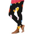 thumbnail image 3 of Feancey Sale of The Day Heart Print High Waisted Leggings for Women Tummy Control Seamless Tights Valentine's Day Stretchy Skinny Workout Yoga Pants Black L, 3 of 8