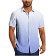 thumbnail image 3 of Sentmoon Mens Summer Outfits Oversized Relaxed Turndown Collar Short Sleeve Breathable Hawaiian Mens Blouse Button up Gradient Color Spring Tops Active for Boating XXXL, 3 of 7