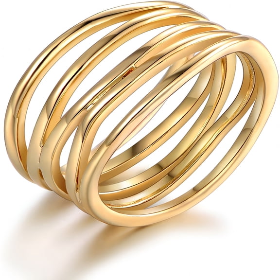 DESIGNICE 18K Gold Plated Statement Ring for Women,Trendy Statement Ring,Sizes 5-10