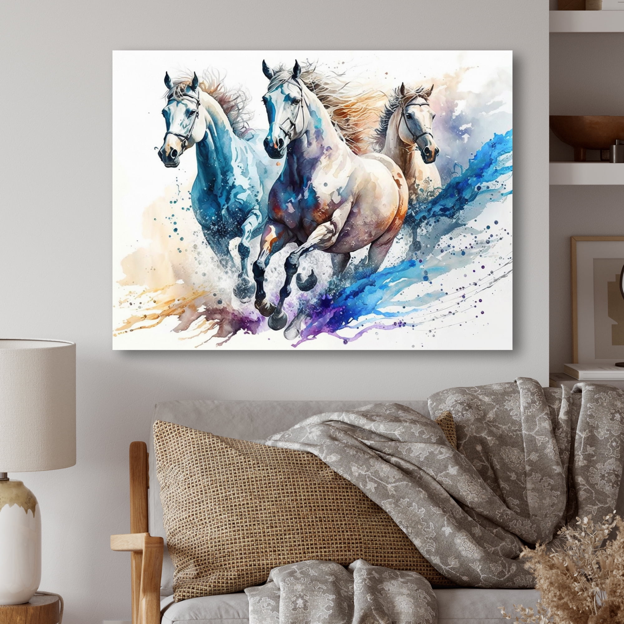 Designart Herd Of Horses Running IV Canvas Wall Art