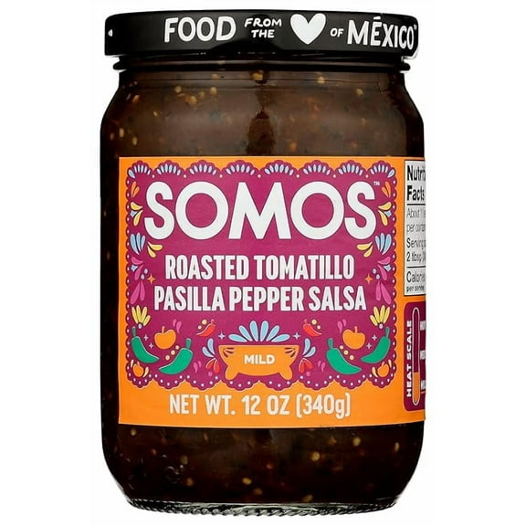 (Pack of 6), Somos Roasted Tomatillo Pasilla Pepper Salsa, 12 oz