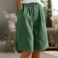 thumbnail image 4 of WAYUTE Women Shorts Elastic Solid Color Shorts Button Down Half Pants with Pocket Casual Short Pant Wide Leg Shorts, 4 of 6