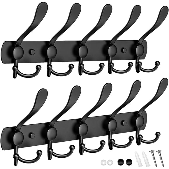 Coat Hooks Wall Mounted (2 Pack) - Stainless Steel Coat Racks -Heavy Duty Wall Coat Hanger - For Hanging Hat Towel Purse Robes - Ideal for Entryway, Hallway, Kitchen, Bathroom, Bedroom