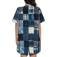 thumbnail image 6 of Goofa Indigo Patchwork Quilt for Womens Cotton 2 Piece Pajamas Set Classic Short Sleeve Pjs Set Soft Button Down Sleepwear Loungewear-X-Large, 6 of 7