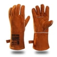 thumbnail image 1 of Guantes de soldadura QeeLink de piel forrada resistentes al calor y al fuego, 1 of 6