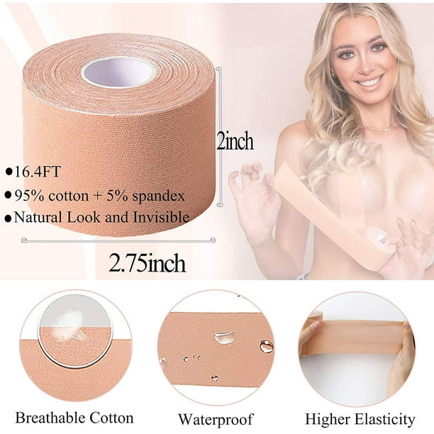 Boob Tape, Bob Tape for Large Breasts Invisible Body Tape Strapless Breast  Lift Tape Push Up Breathable Adhesive Bra Chest Supports Tape for Clothes