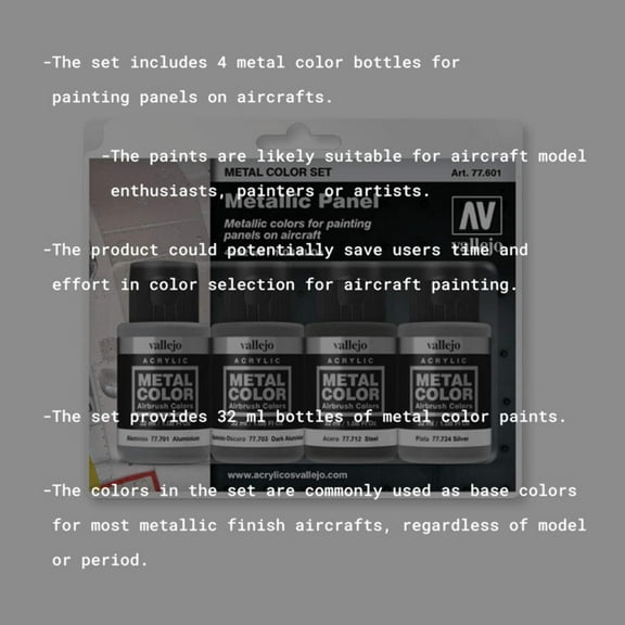 Vallejo Metal Color Set: Metallic Panel (32ml)