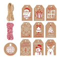 thumbnail image 1 of Paquete de 100 etiquetas de regalo de papel Kraft, etiquetas de regalo de Navidad marrón Kraft para Navidad Diy Afortunado Sencillez, 1 of 1