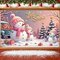 thumbnail image 6 of Snowman Theme Snowman Banner Let it Snow Design Christmas Banner Pink Golden Text Winter Banner for Christmas Party Winter Celebration Indoor Decoration, 6 of 9