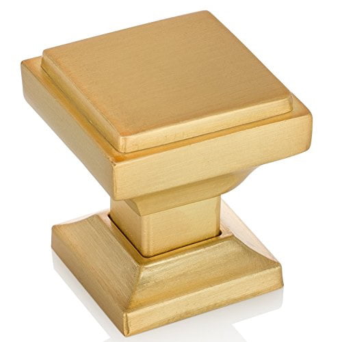 southern hills satin gold square cabinet knobs - pack of 5, kitchen ...