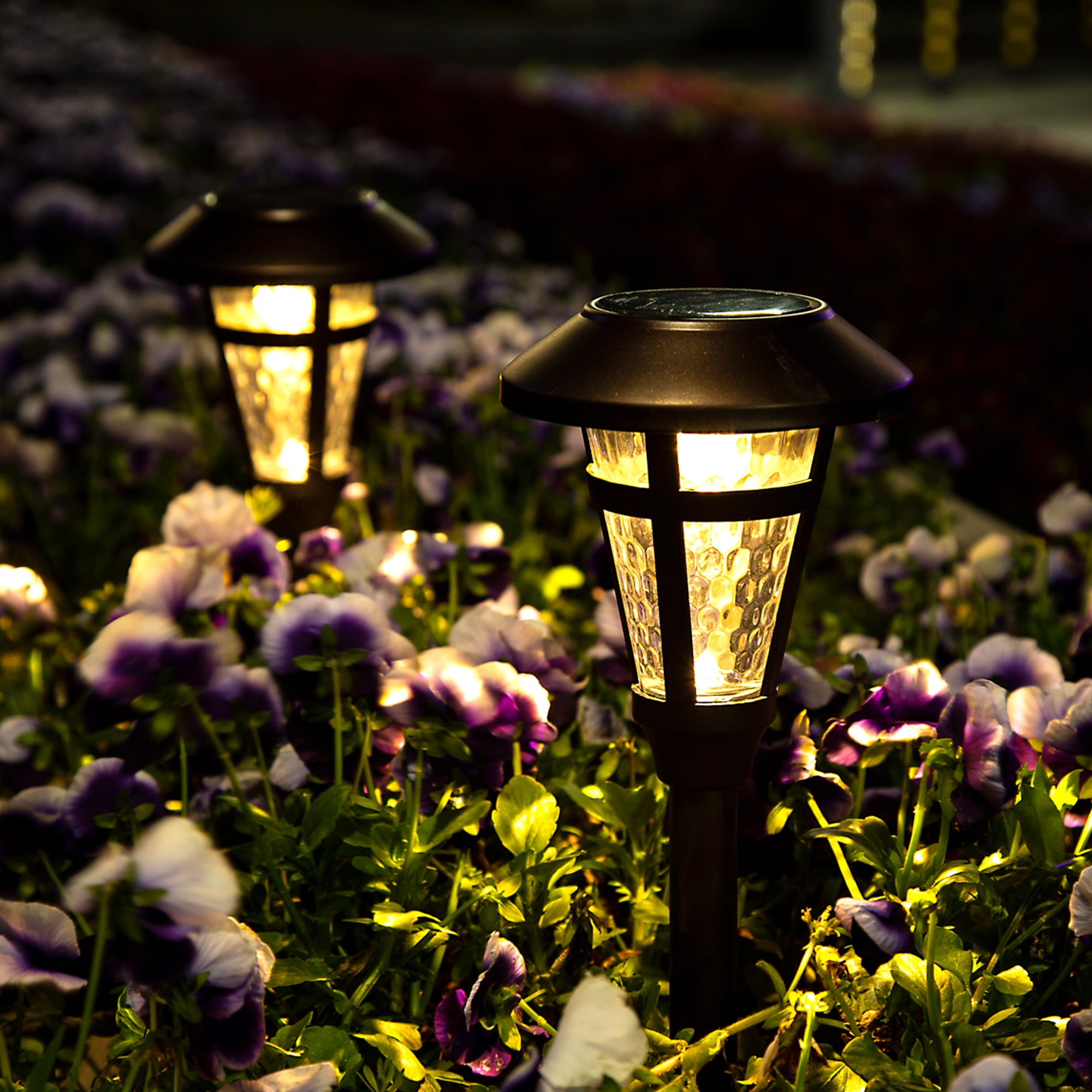 Solpex 6 Pcs Solar Outdoor Lights, Bronze Finshed Landscape Path Lights, Glass Lamp, Waterproof Led Solar Pathway Lights for Lawn, Patio, Yard, Garden, Pathway, Walkway and Driveway