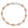 thumbnail image 5 of Auriga 925 Sterling Silver Rhodium-plated / Rose-tone Beaded Bracelet 7.5inch for Women, 5 of 6