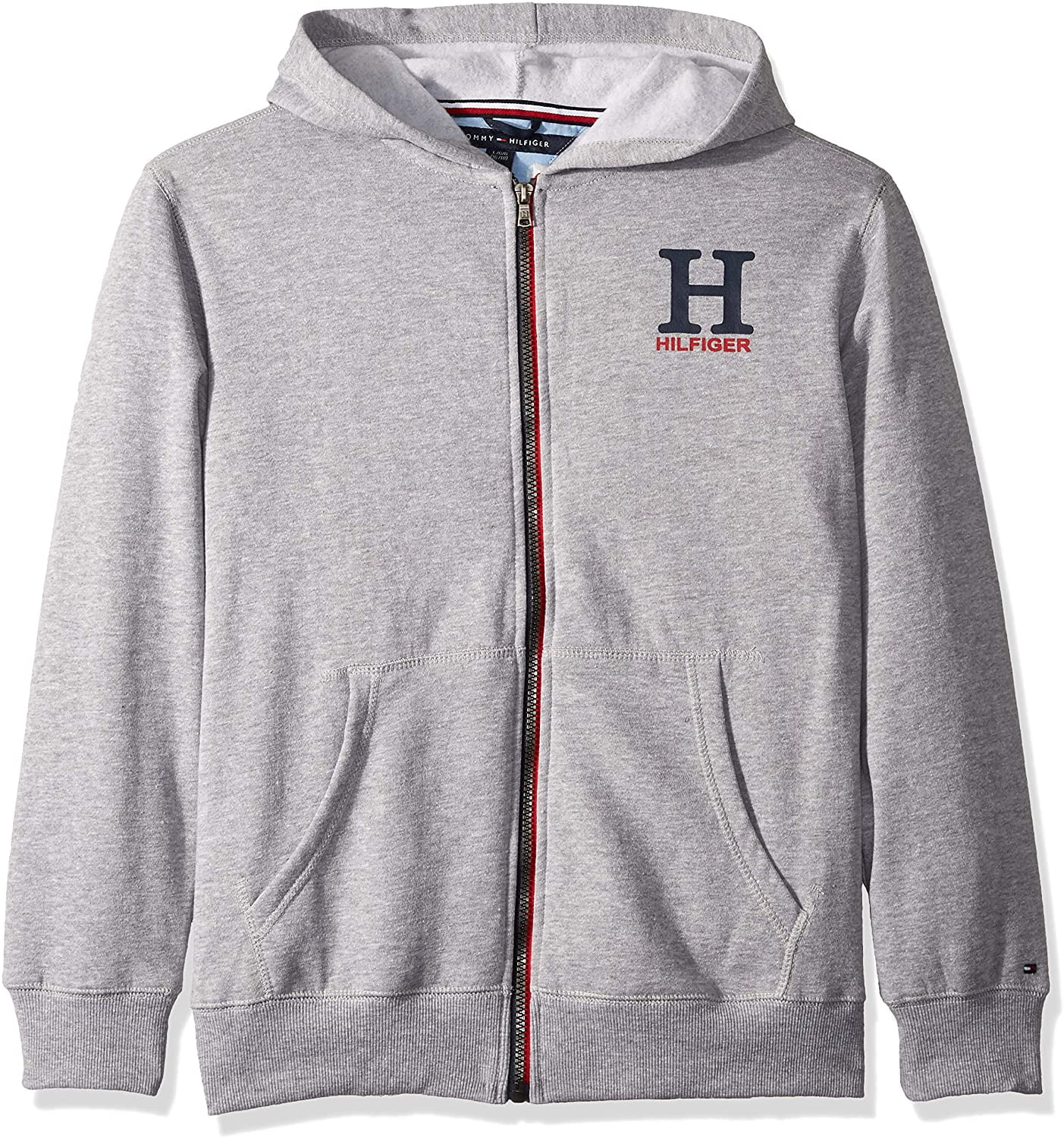 Tommy Hilfiger Toddler Boys' Long Sleeve Matt Logo Zip up Hoodie, Matt ...