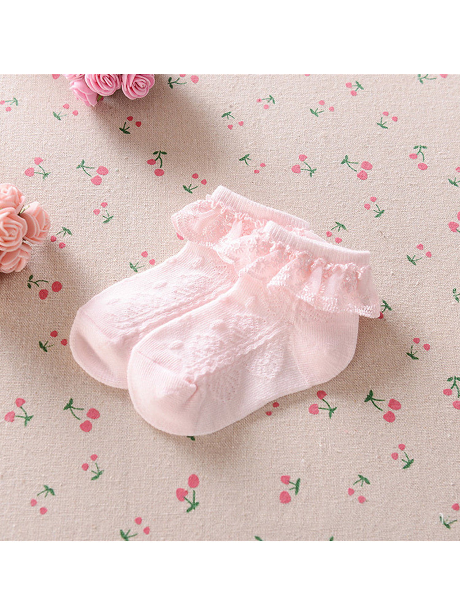 Newborn Kids Baby Girls Frilly Lace Bow Tutu Socks Infant Toddler Ankle Socks