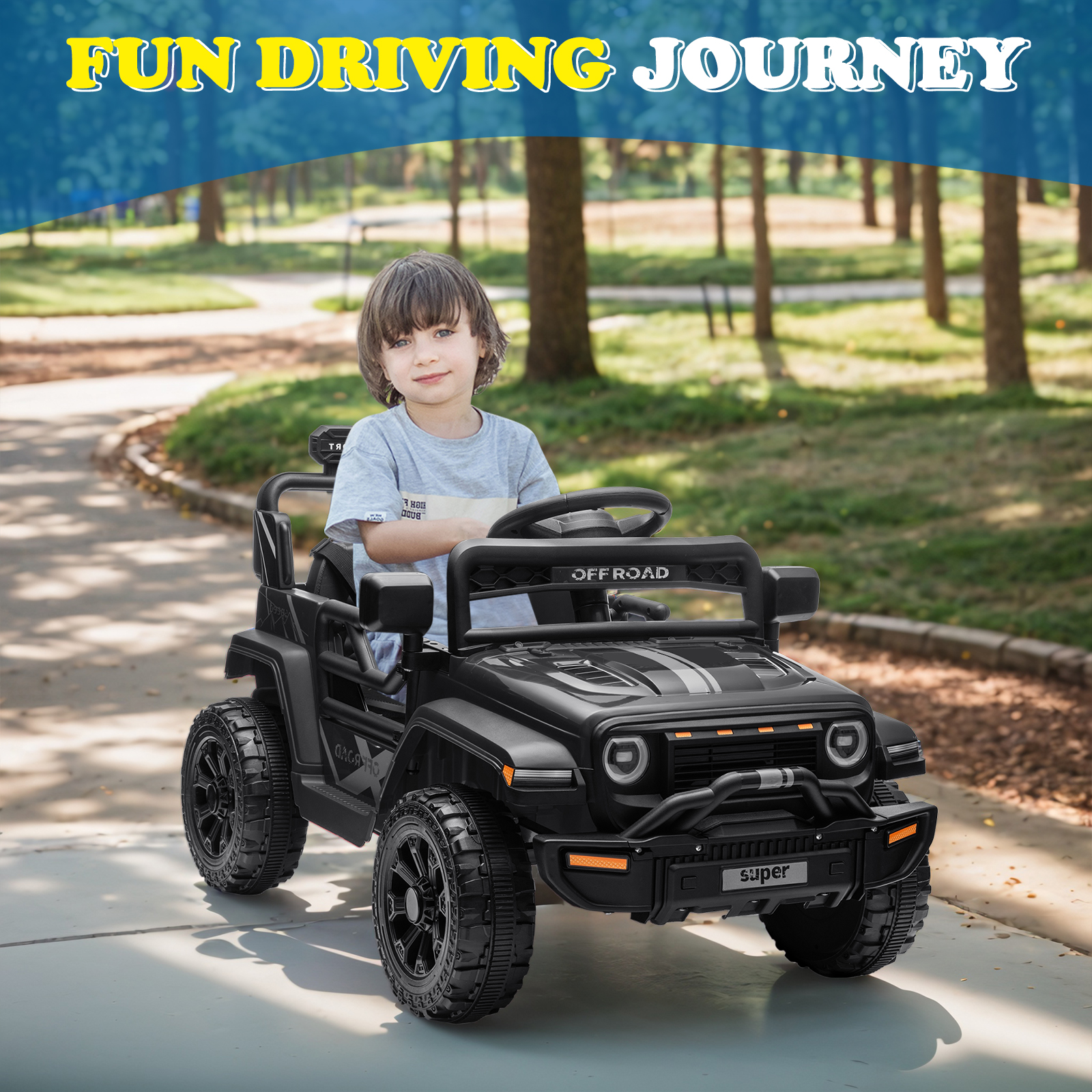 Ktaxon 12V Electric Wiggle Car for Kids, Electric Ride On Car for Aged 3+, 2 Speeds, Flashing Wheels, Bluetooth, LED Lights- Blue