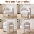 thumbnail image 6 of TLSUNNY Modern Accent Barrel Chair, Velvet Upholstered Armchair with 3 Legs, Comfy Leisure Reading Chair for Dining/Living Room/Bedroom, White, 6 of 9