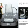 thumbnail image 4 of Hammer Pattern Glass Pitcher, 1.6L/56oz Clear Glass Pitcher with Stainless Steels Lid and Spout, Glass Water Pitcher for Iced Tea Beverage Juice Lemonade, 4 of 8