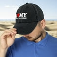 thumbnail image 5 of Valentine Hat Washed Baseball Cap Distressed Denim Cotton Dad Hat Adjustable Polo Trucker GF Hat, I Love My Boyfriend I Heart My Boyfriend hat, 5 of 7
