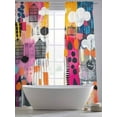 thumbnail image 4 of Colorful Oil Painted Sheer Curtains 96 Inch Length 2 Panels Set, Abstract Modern Contemporary Voile Window Treatment Semi Sheer Long Curtains Drapes for Bedroom/Living Room/Kitchen 52"x96"x2, 4 of 7
